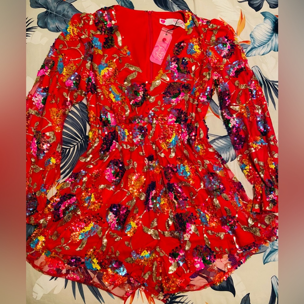 RARE NWT 💕Southern Fried Chics Sequin Romper - new with tags!